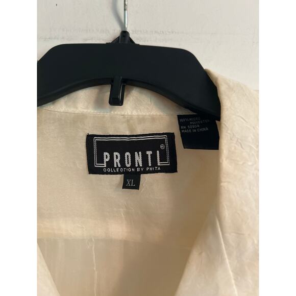 GUC Pronti Collection Men's Cream Color Casual Button Down Shirt Size XL - Picture 3 of 7